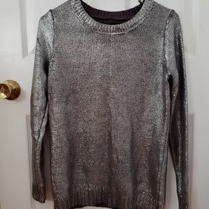Rock & Republic metallic silver crewneck sweater